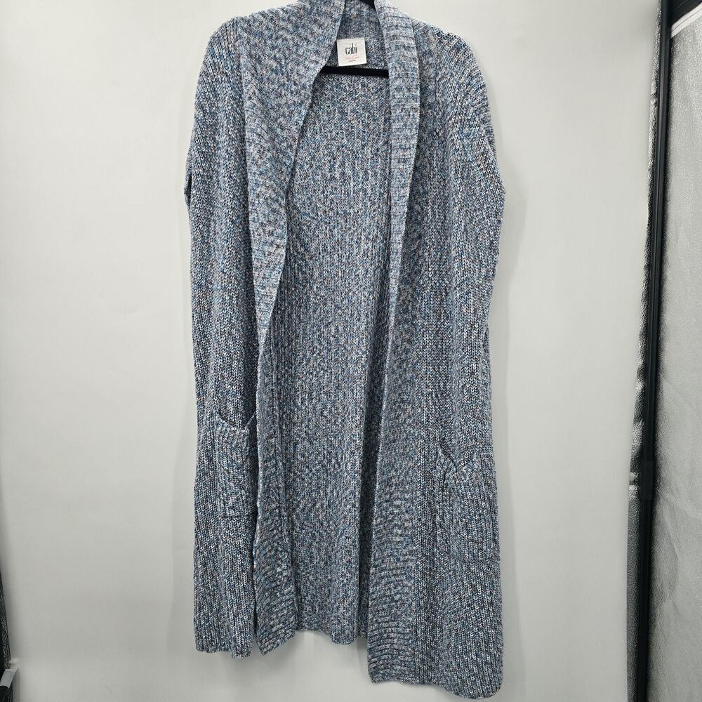 Cabi Cardigan Sweater Womens XL Blue Marled Knit Duster Open Front Cozy Warm - Picture 3 of 8